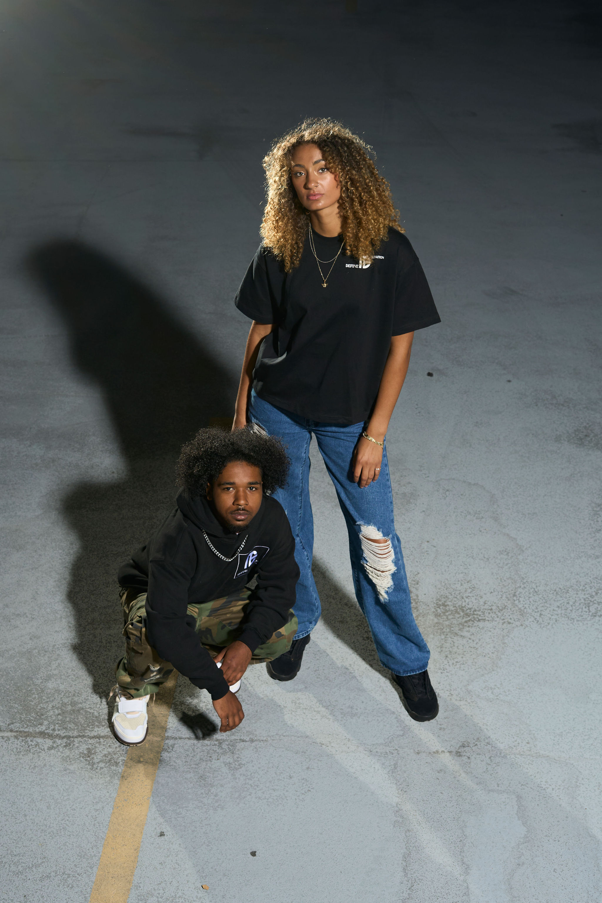Black hoodie and black tee night campaign